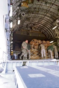 Courtesy photo Airmen from the 435th Contingency Response Group load cargo as part of an operation conducted Feb. 15 to March 10 in Romania.