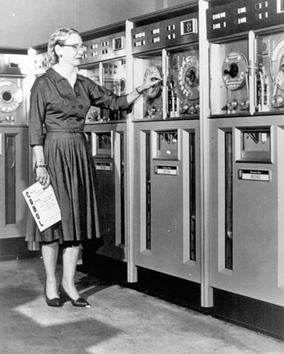 Grace Murray Hopper (1906-1992) Computer scientist – Grace Hopper was a pioneering computer scientist and rear admiral in the U.S. Navy. Hopper joined the Navy Reserve during World War II and worked as one of the first programmers of the Harvard Mark 1 Computer. She later wrote the first computer programming compiler (1952) and conceptualized COBOL, one of the first modern programming languages (1954). Upon her retirement she was awarded the Defense Distinguished Service Medal, the highest non-combat award given by the Department of Defense.