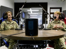 Chief Master Sgt. Dawn Kolczynski, left, U.S. Air Force Surgeon General chief of medical operations and Lt. Gen. Dorothy Hogg, U.S. Air Force surgeon general, were guests during a podcast from Dover Air Force Base’s Bedrock Innovation Lab, June 26, 2020, at Dover AFB, Del. Hogg and Kolczynski talked to podcast listeners about COVID-19, innovation and leadership from their perspectives.