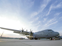 A C-130J Super Hercules assigned to the 37th Airlift Squadron sits on the flight line as Airmen prepare it to receive cargo at Ramstein Air Base, Aug. 11. The 37th AS transported emergency medical kits on behalf of the U.S. Agency for International Development to Beirut that will support up to 60,000 people for three months following the deadly explosion there on Aug. 4. These kits are designed to enable local hospitals to address the critical medical needs of the victims of the explosion as well as COVID-19 patients.