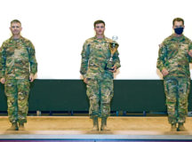 U.S. Army Col. Timothy MacDonald (left), 18th Military Police Brigade, Spc. Justin Rivard (center), air and missile defense crewmember, 10th Air and Missile Defense Command, and Command Sgt. Maj. Robert V. Abernethy (right), senior enlisted advisor of United States Army Europe, present Spc. Rivard with an ARCOM for winning the Soldier category of the U.S. Army Europe European Best Warrior Competition at Hohenfels Training Area, July 31. The competition is an annual event for competitors assigned to United States Army Europe and United States Army Africa. Officers, noncommissioned officers and junior enlisted Soldiers compete in separate categories and are evaluated on general military, physical fitness and common military tasks. Winners in the NCO and junior enlisted categories will advance to represent U.S. Army Europe at the Army Best Warrior Competition at Fort Lee, Virginia. For more information about the competition, visit https://www.eur.army.mil/EBWC/. Photo by Spc. Austin Riel