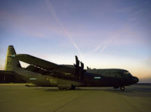 A C-130J Super Hercules aircraft from Ramstein Air Base, is photographed shortly before engaging in a simulated mass casualty transportation exercise during 2021 Aviation Detachment Rotation near Powidz, Poland, Oct. 22. Training exercises in forward locations in Poland enable collective defense capabilities and provide the U.S. and NATO the strategic and operational breadth needed to deter adversaries and assure allies and partners. (U.S. Air Force photo by Senior Airman Kristof J. Rixmann)