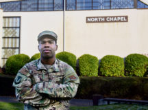 U.S. Air Force Staff Sgt. Rashad A. Speller, 86th Airlift Wing Chapel non-commissioned officer in charge of readiness, poses for a photo at Ramstein Air Base, Germany, Nov. 5, 2020. Speller’s dedication ensured that 63 critical deployment items met Air Force and Department of Defense requirements. (U.S. Air Force photo by Staff Sgt. Jourdan Barrons)