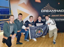 Members of the Hellhound Gamers, the 691st Cyberspace Operations Squadron’s eSports team, pose for a photo at an eSports tournament at Leipzig, Germany, January 2020. After attending a massive tournament in 2019, the 691st COS created an official U.S. Air Force Gaming organization to attend future tournaments. (Courtesy photo)