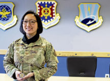 U.S. Air Force Tech. Sgt. Sheng Morris, 86th Force Support Squadron Airman Leadership School instructor, poses for a photo at Kapaun Air Station, Germany, Jan. 21, 2021. Morris has continually improved ALS class functions despite adjustments required for virtual instruction. (U.S. Air Force photo by Airman 1st Class Andrew J. Alvarado)