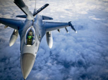 A U.S. Air Force F-16 Fighting Falcon aircraft assigned to the 555th Fighter Squadron, Aviano Air Base, Italy, is refueled by a KC-135 Stratotanker aircraft assigned to the 100th Air Refueling Wing, Royal Air Force Mildenhall, England, during a mission over the Black Sea, Jan. 14, 2021. U.S. military operations in the Black Sea enhance regional stability, combined readiness and capability with our NATO allies and partners. (U.S. Air Force photo by Tech. Sgt. Emerson Nuñez)