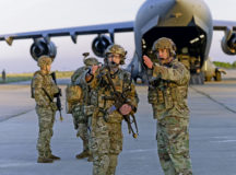 U.S. Air Force Capt. Andrew Schnell, 435th Contingency Response Squadron assistant director of operations, center, arrives in Cheshnegirovo Airfield, Bulgaria, during exercise Swift Response 21, May 11, 2021. During the exercise, the 435th Contingency Response Group executed the opening and operating of an airfield after joint forcible entry. (U.S. Air Force photo by Senior Airman John R. Wright)