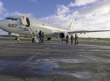 U.S. Navy VP-4 “Skinny Dragons” aircrew prepare for a mission at Lajes Field, Portugal, Oct. 19, 2022. The U.S. Navy P-8A Poseidon aircraft operate in anti-submarine warfare, anti-surface warfare, and intelligence, surveillance and reconnaissance. (U.S. Air Force photo by Airman 1st Class Lauren Jacoby)