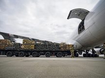 Airmen from the 436th Aerial Port Squadron load cargo during a security assistance mission at Dover Air Force Base, Delaware, Jan. 13, 2023. The United States has committed more than $24.5 billion in security assistance to Ukraine since the beginning of Russian aggression. (U.S. Air Force photo by Staff Sgt. Marco A. Gomez)