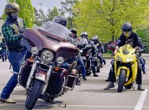 Kaiserslautern Military Community members prepare to go on a group ride at Ramstein Air Base, May 5. Active duty servicemembers who possess a valid motorcycle license and personally own a motorcycle are eligible to participate in the training. Civilian personnel and eligible dependents are also able to participate in the training if space is available.