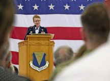 U.S. Air Force Brig. Gen. Adrienne L. Williams, incoming 86th Airlift Wing commander, speaks to the audience at her change of command ceremony at Ramstein Air Base, May 17. Williams expressed deep gratitude for Team Ramstein’s commitment to the mission and her confidence in the 86th AW.Photo by Airman 1st Class Eve Daugherty