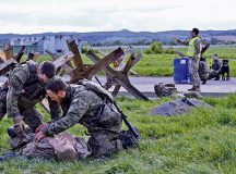 Air Advisors from the 435th Contingency Response Support Squadron and Slovak forces take part in exercises to establish air base defense, force protection, and establishing secure base perimeters and entry controls. Sliac Airfield April 22, 2024.  (U.S. Air Force photo by Captain Jacob Murray)