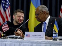 Ukraine President Volodymr Zelensky and U.S. Secretary of Defense Lloyd J. Austin III shake hands at the end of opening remarks during the Ukraine Defense Contact Group at Ramstein Air Base, Germany, Jan. 9, 2025. Leaders from nearly 50 nations attended the UDCG’s 25th iteration to discuss the ongoing crisis in Ukraine and coordinate continued support to the nation in its defense against Russia. The event also marked Austin’s last UDCG as the U.S. Defense Secretary. (U.S. Air Force photo by Senior Airman Jordan Lazaro)