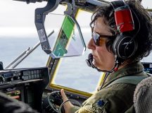 U.S. Air Force Lt. Col. Taylor Rigollet, 37th Airlift Squadron C-130J Super Hercules pilot, flies a C-130J aircraft departing Ramstein Air Base, Germany, March 20, 2024. Ramstein AB hosted a Fly Like a Girl event, which included a C-130J flight with all female aviators, aircrew and jumpers, paying tribute to the great accomplishments of women in the military and aviation, as well as a career fair with 15 other units, paying tribute to the great accomplishments of women in the military and aviation. (U.S. Air Force photo by Senior Airman Jordan Lazaro)